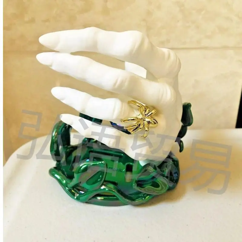 

New creative bottle holder Halloween desktop decoration green base white witch hand resin ornaments