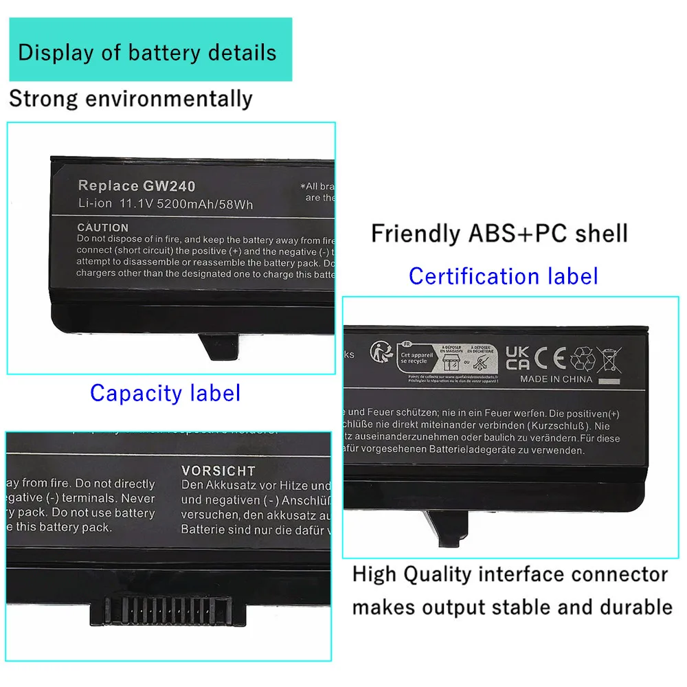GW240 Laptop battery For DELL Inspiron 1526 1440 1525 1545 1750 1546 0GW241 RW240 WK381 WP193 XR693 XR697