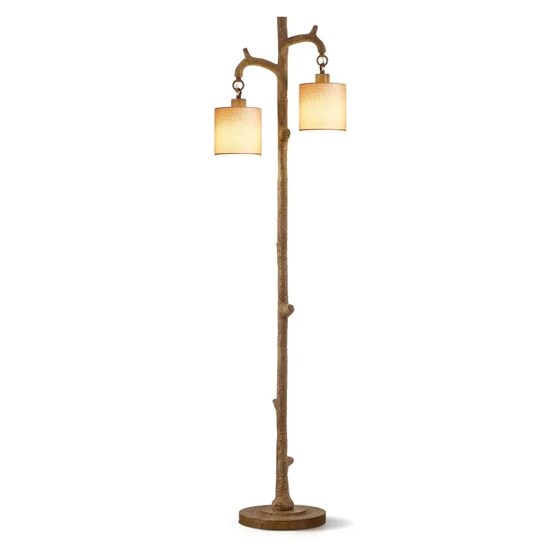 Farmhouse Linen Fabric Standing Floor Lamp Light Emitting Diode Tripod Aluminum Base E26 Adjustable Height Easy to install