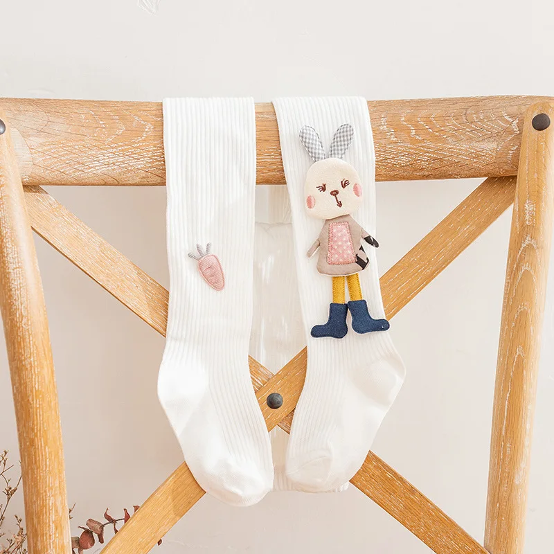 

Cartoon Doll Decorative Girls' Pantyhose Spring Autumn Leggings Solid Color Children's Pantyhose High Elasticity Tights Socks