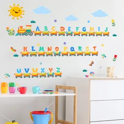 2pcs English Alphabet Cartoon Small Train Wall Sticker Background Wall Living Room Bedroom Restaurant Decoration Wall Sticker