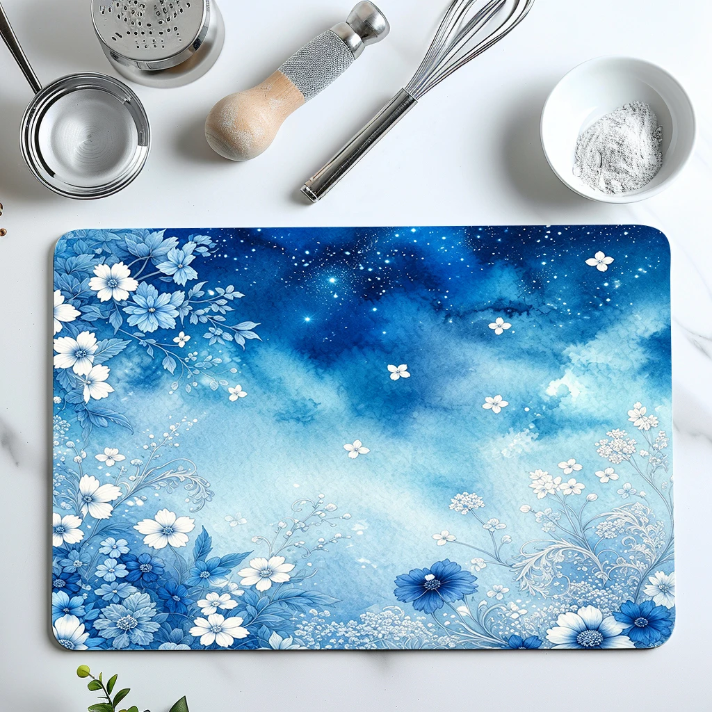 Vibrant Floral & Dot Pattern Polyester Absorbent Mat - Decorative Mat for Home, Stylish Indoor Floor & Tabletop Accessory