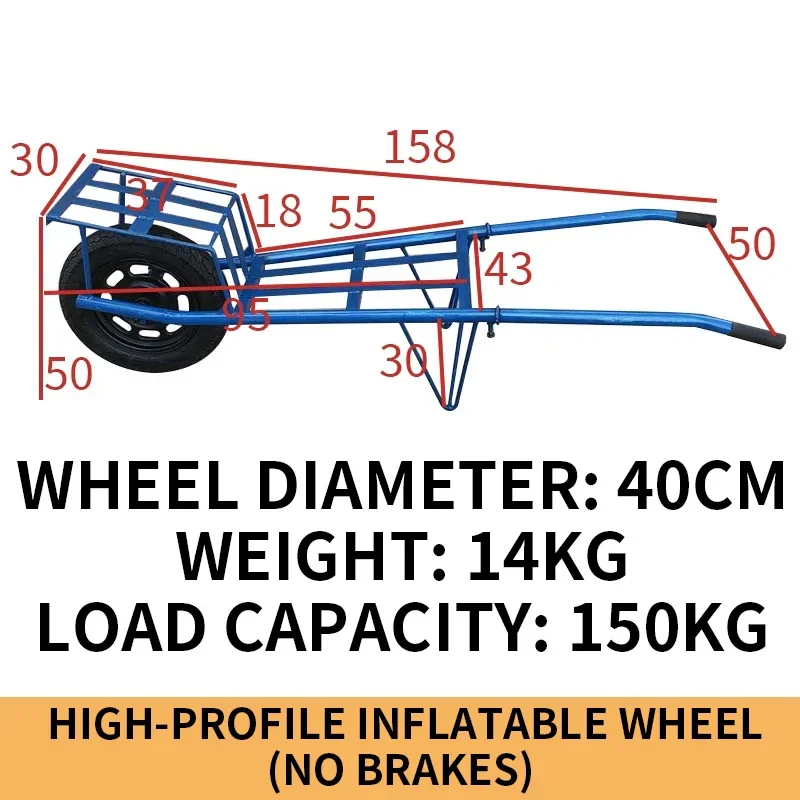 Heavy-Duty Agricultural Single-Wheel Handcart Single-Wheel Handcart: Flatbed for Construction, Moving(Customized)