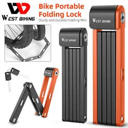 WEST BIKING Foldable Bicycle Lock Anti-Theft Electric E-Bike Chain Padlock Mtb Road Lock Security Scooter Bicycle Accessories