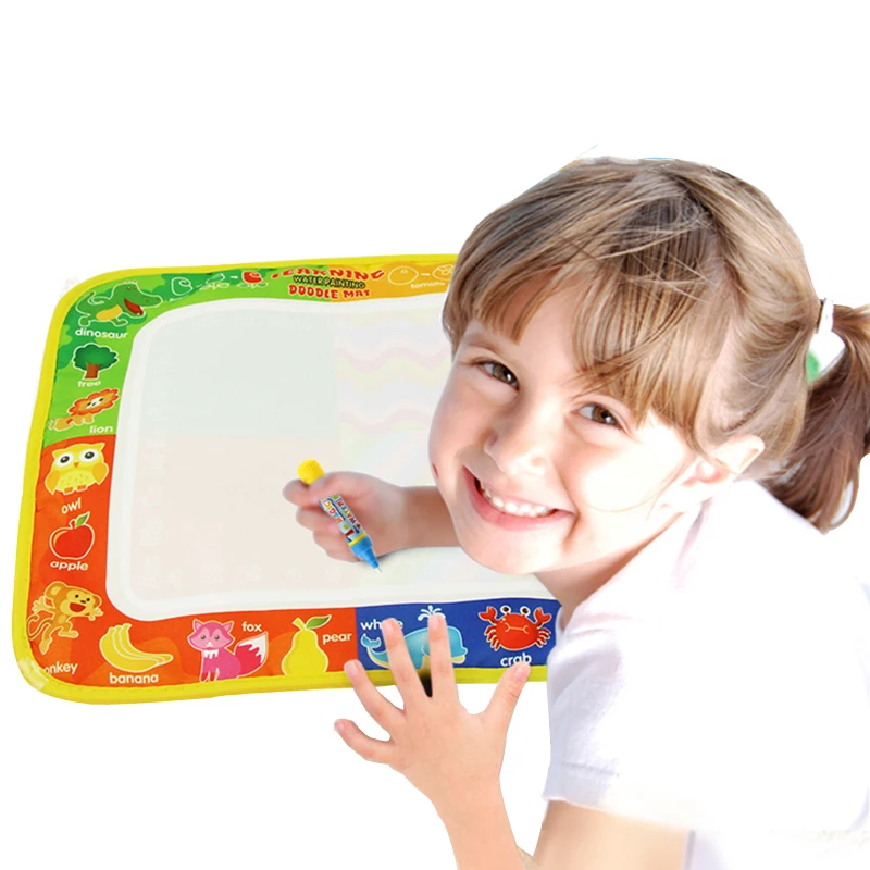 4 Types de tissu de dessin magique à l'eau avec stylo de peinture Doodle, tapis de peinture à l'eau pour enfants, jouet de dessin éducatif précoce