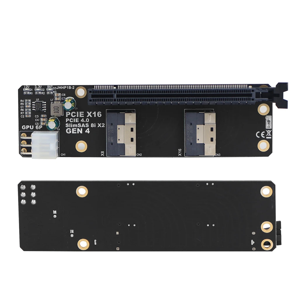 Imagem -06 - Portas Slimsas 8i x2 para Pcie4.0 X16 Slot Adaptador Cartão Sff8654 Riser Placa Gen4 para Placa de Rede Gráficos Placa de Vídeo Gpu 6pin Potência 2