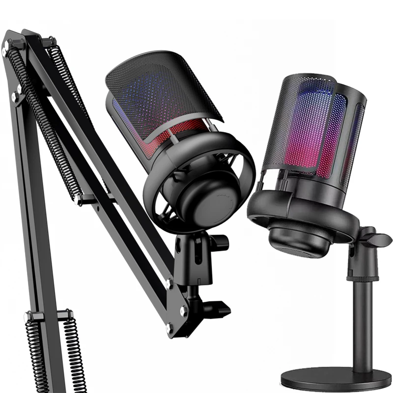 

Профессиональный конденсаторный микрофон, USB-динамический микрофон с кнопкой отключения звука, игровой микрофон для студийного пения, подкасти, прямая трансляция