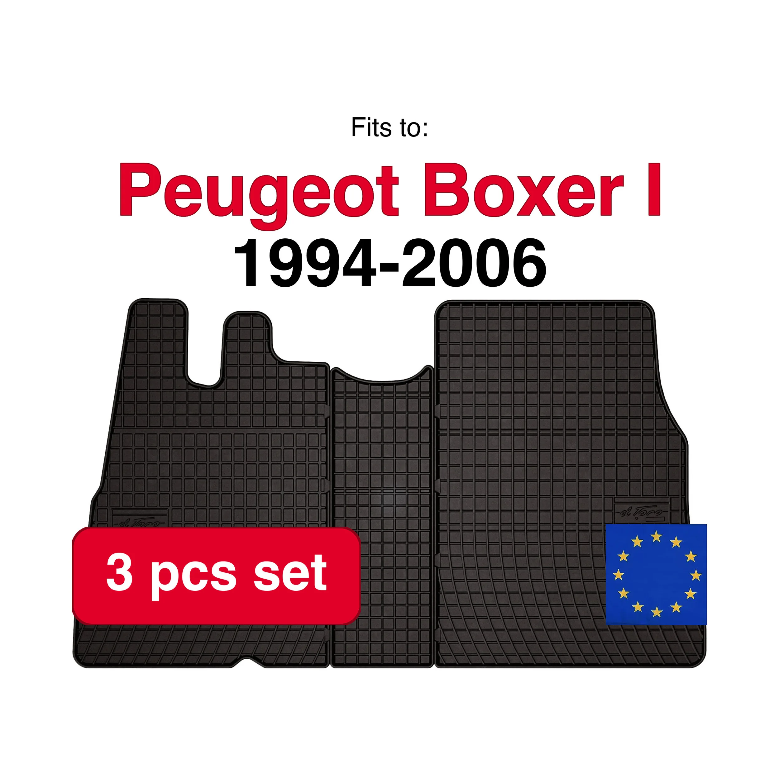 Rubberen autodeken voor Fiat Ducato II Delivery Type 230/244 (1994-2006) -zwart, geschikt voor (3 stuks)