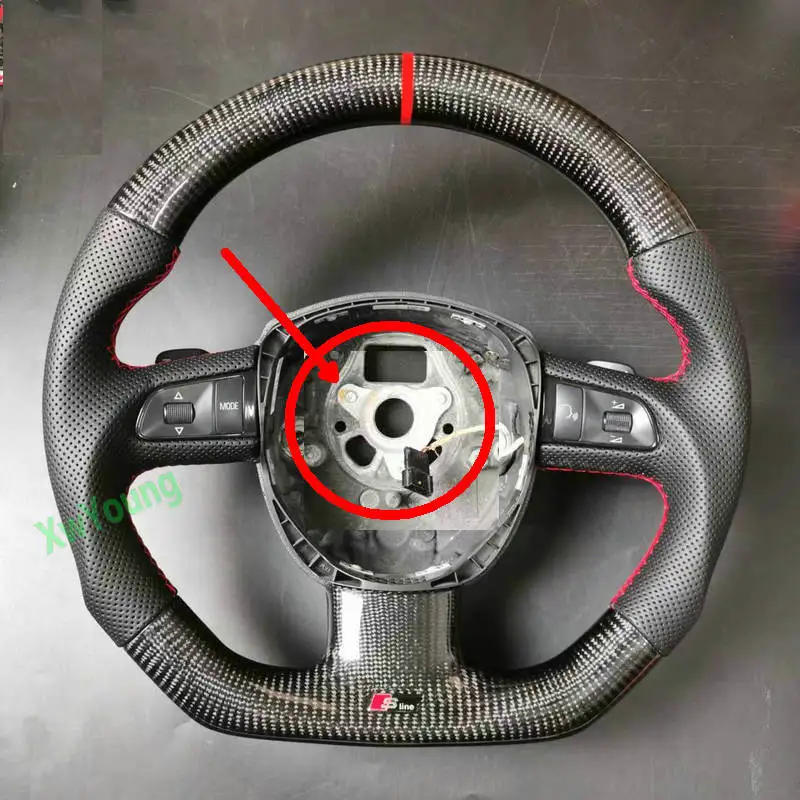 For Audi A3 8P A4 B7 A5 8T 8F A6 C6 Q5 8R Q7 4L 100% Real Carbon Fiber Car Steering Wheel With Leather