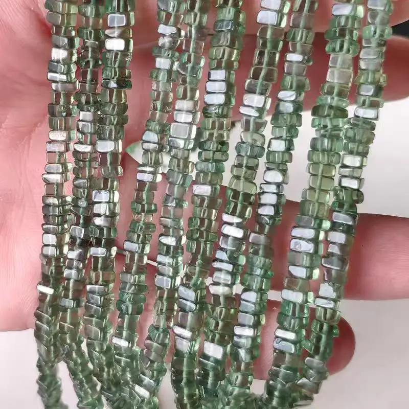 green Apatite square roundelle 3mm nature for DIY making jewelry necklace 38cm FPPJ wholesale loose beads