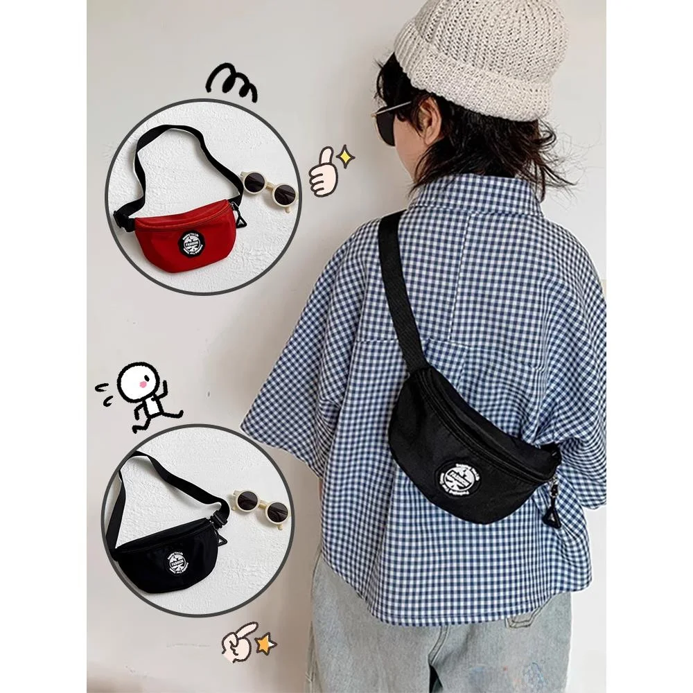 

Children's Sports Crossbody Waist Bag Durable Nylon Fabric Zipper Closure Pure Color Travel Bag for Boys And Girls