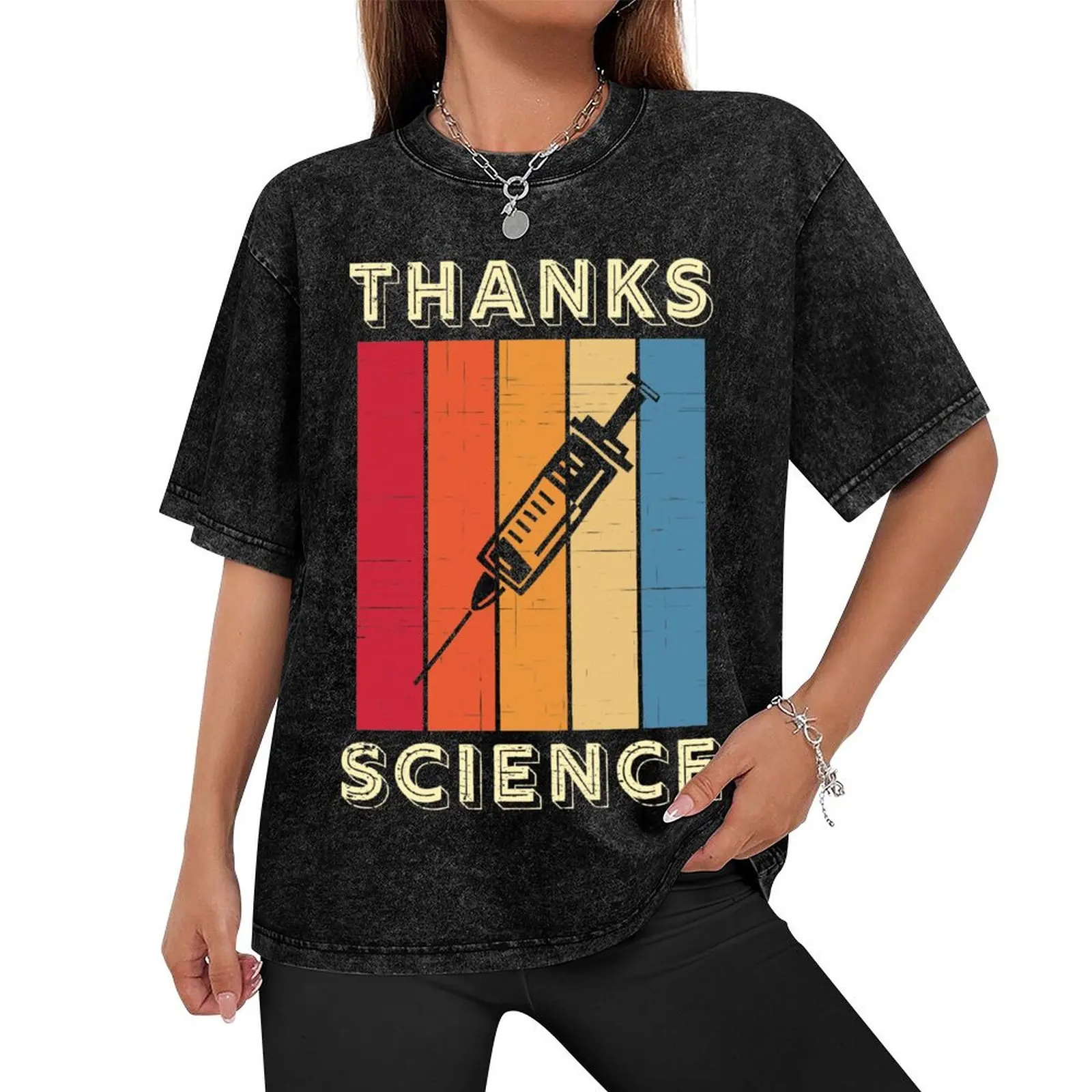 Thanks Science Vaccinated Vaccine T-Shirt vintage anime shirt Short sleeve tee kawaii clothes summer top mens champion t shirts