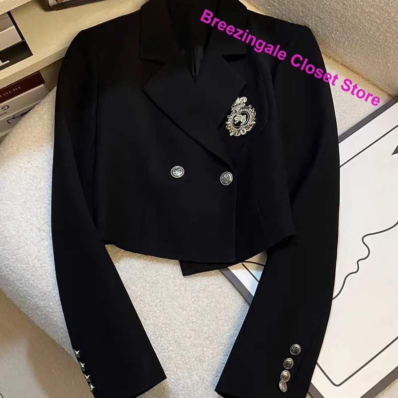 Korean-style black short suit jacket women's spring and autumn new comfortable design sense Small college leisure spring suit