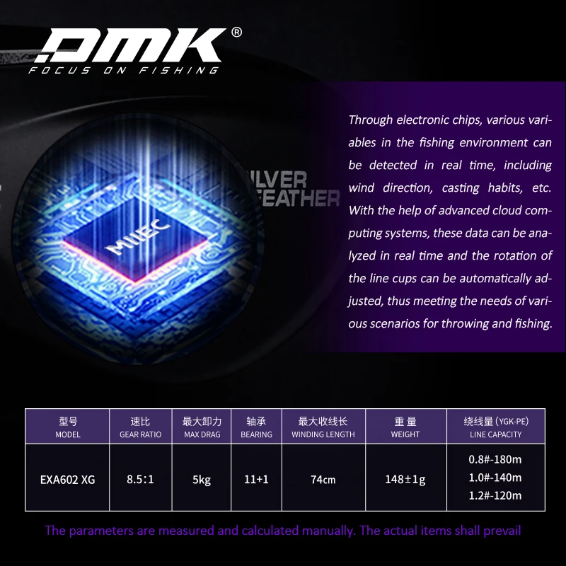 Mulinello da baitcast ad alta velocità DMK: rapporto di trasmissione 8,5:1, trascinamento da 11 libbre, freno MIIEC - leggero per spigole e pesci (pesca con esca)