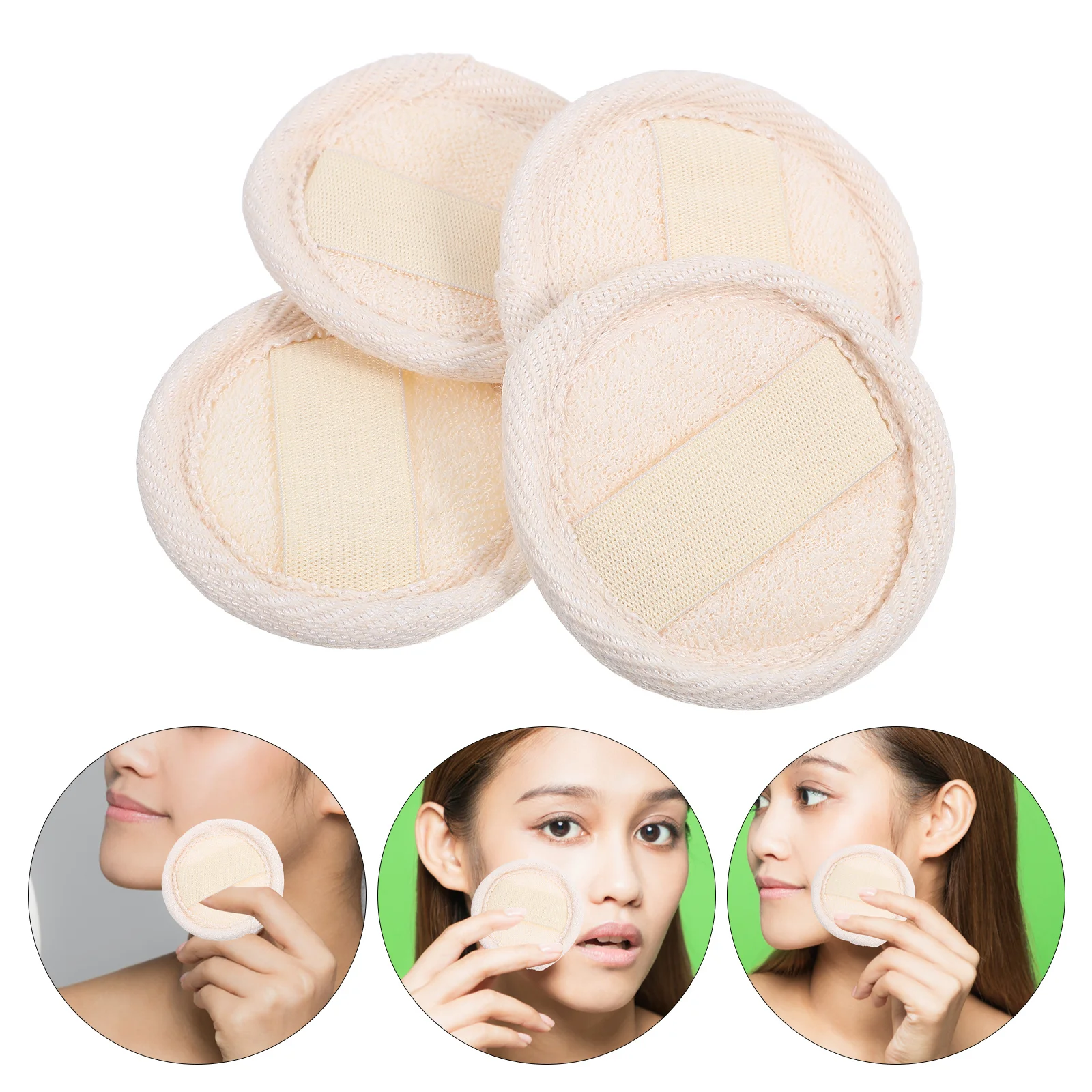 แผ่นทำความสะอาดผิวหน้า 4 ชิ้น รูปทรงกลม สำหรับขัดผิว ขจัดเครื่องสำอาง อ่อนโยนต่อผิว