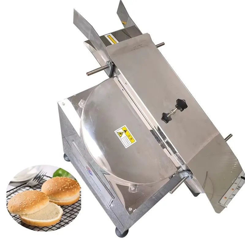 Custom Made Burger Bun & Bread Slicer Stainless Steel Commercial Bakery Automatic Cutting Machine