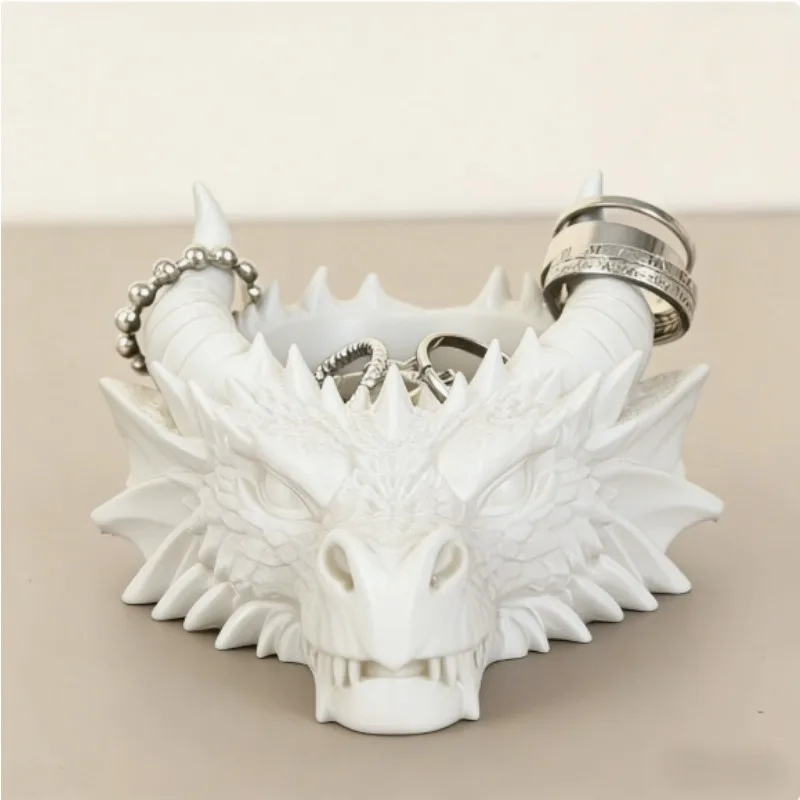 Cool Gothic Dragon Head Desktop Decor, Dark Series Jewelry Storage Organizer, Home Ornament image 4
