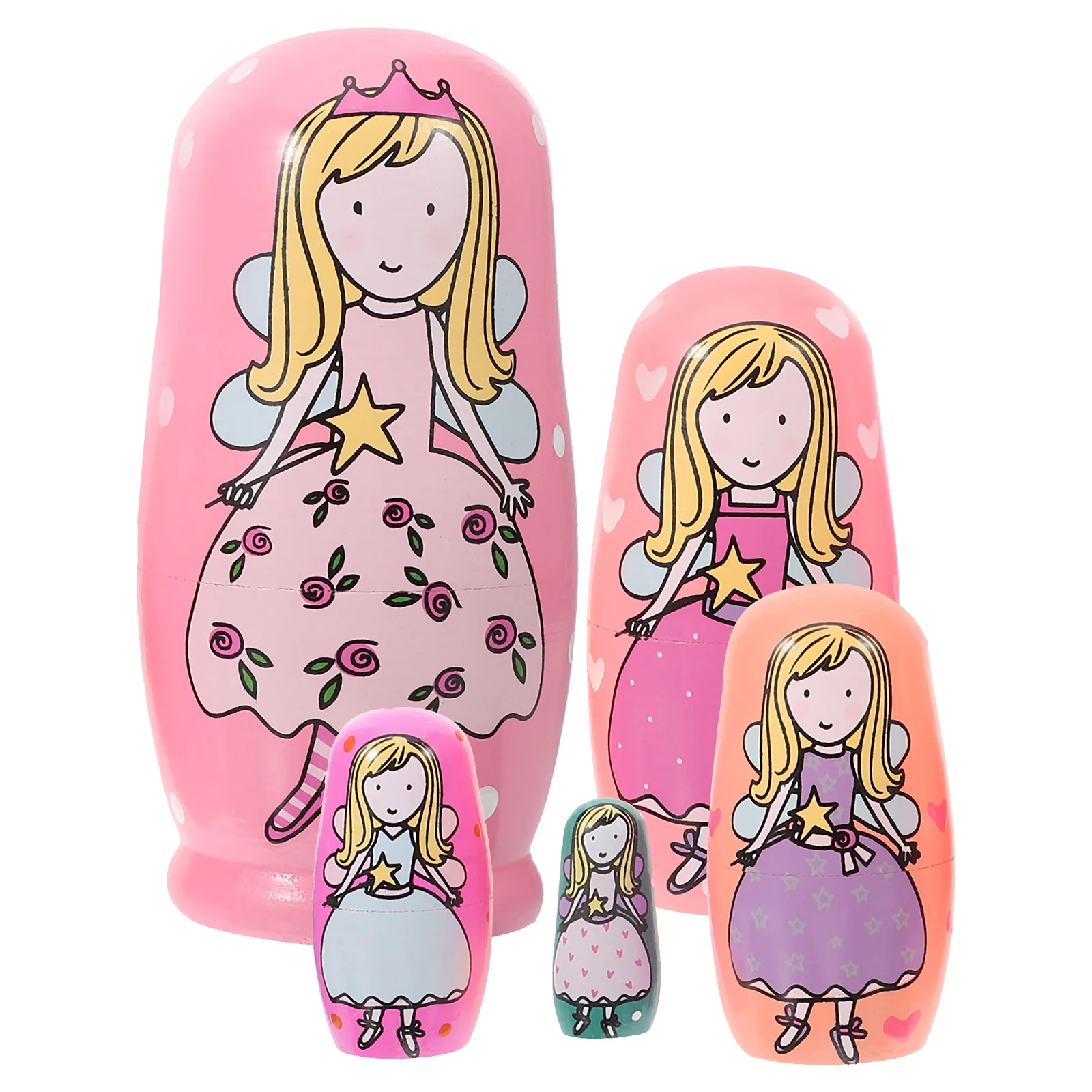 

5 Pcs Russian Dolls Nesting Babushka Christmas Family Wood Ornaments Nested Wooden Travel