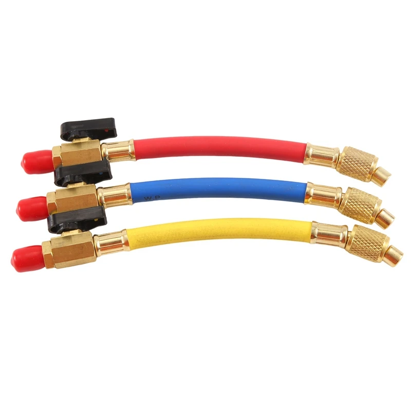 

R134A R410 R22 PSI Набор манометров для коллектора A/C Шланг для заправки холодильного оборудования HVAC Шланги для хладагента с шаровым клапаном
