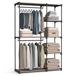 SONGMICS Portable Closet, Freestanding Closet Organizer, Clothes Rack with Shelves, Hanging Rods, Storage Organizer