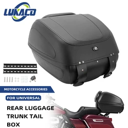 Motorcycle Black Universal Trunk Hard Case Storage Case Luggage Trunk Tail Box Rear Top Case For Harley Honda Yamaha Suzuki