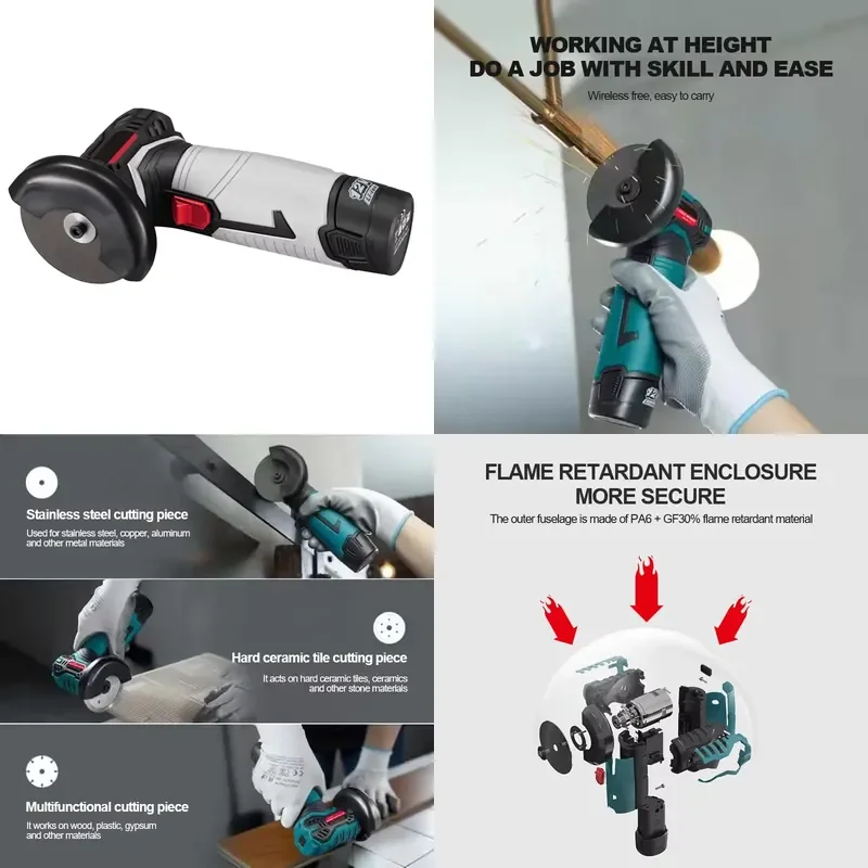 

【CHIMU HOME】 Cordless Electric Angle Grinder 20V 45mm Brushless Motor for Metal Cutting and Grinding