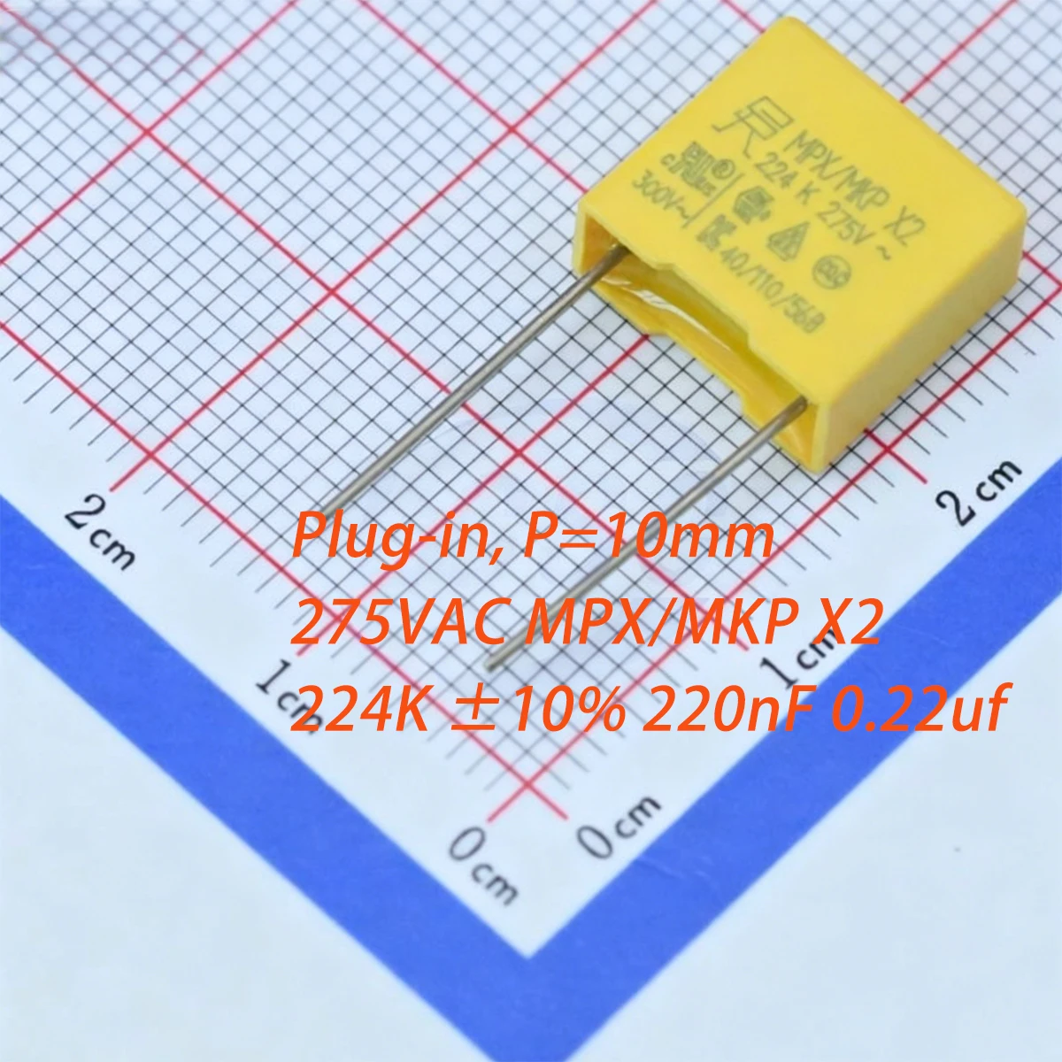 20PCS P=10mm 224K ±10% 220nF 0.22uf 0.22µF 220000pF 275VAC MPX/MKP X2 CQC NEW Origina Film Interference Suppression Capacitors