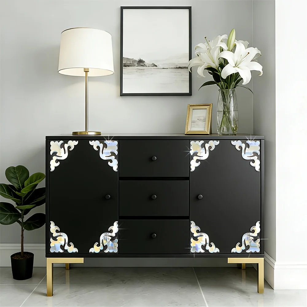 Multi-functional Stickers Acrylic Mirror Cloud Pattern DIY-Friendly Home Decoration High Value Money Diagonal Border Sticker12pc