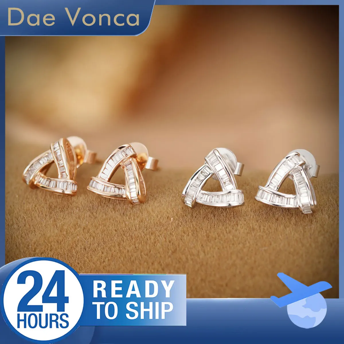 

Dae Vonca Natural Diamond Earrings In 18K Gold Baguette Cut White Diamonds Unique Triangular Stud Earrings For Birthday Gift
