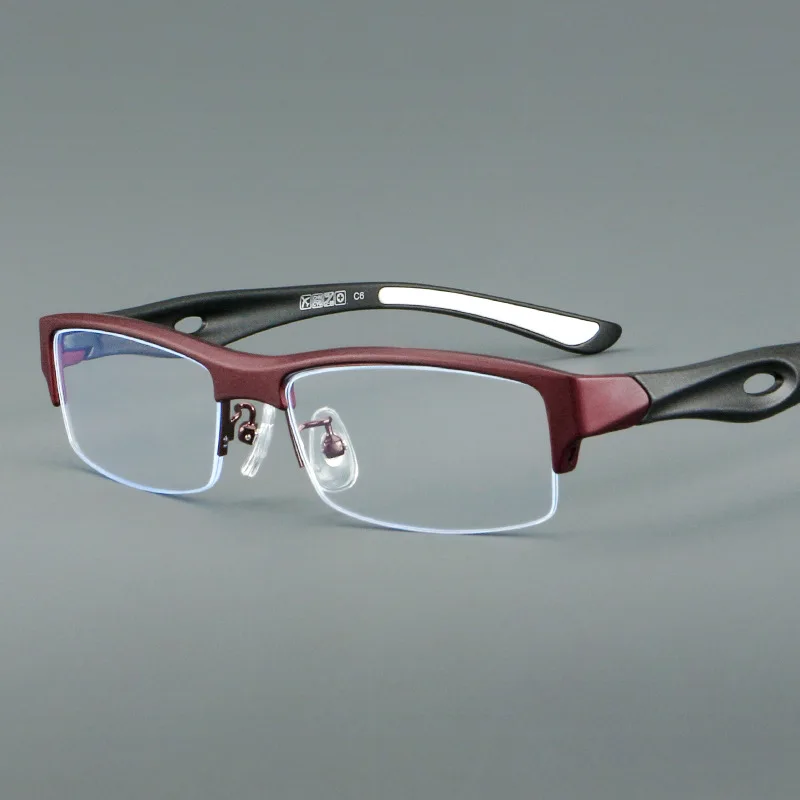 Fashion Men Sports Glasses Frame Flexible Eyewear TR90 Frames Square Half-rim Luxury Eyeglasses Clear Lens