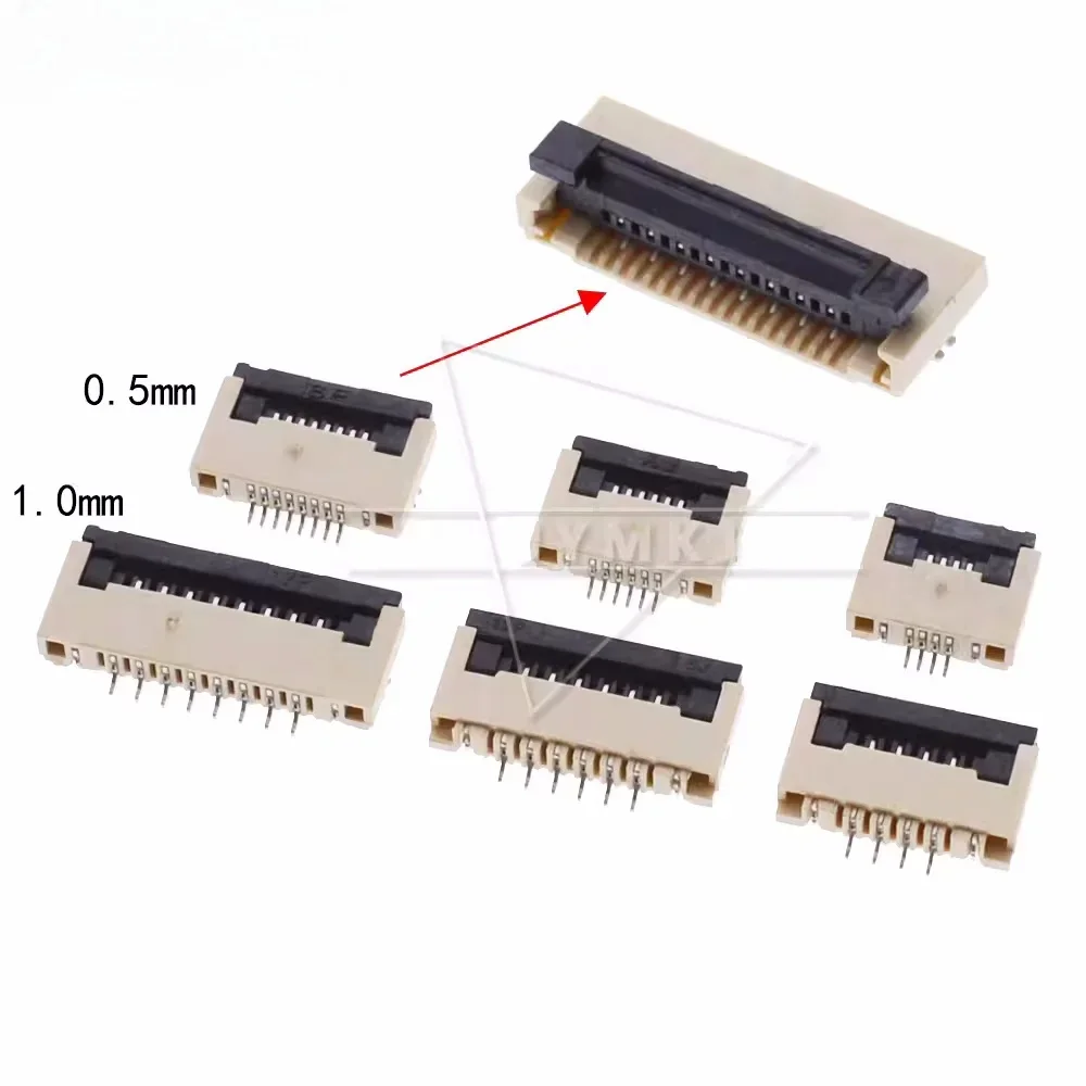 10pcs 0.5mm/1.0mm Pitch Under Clamshell Socket Fpc Ffc Flat Cable Connector 4p 5p 6p 8p 10p 12p 14p 16p 20p 22p 24p 30p 34p