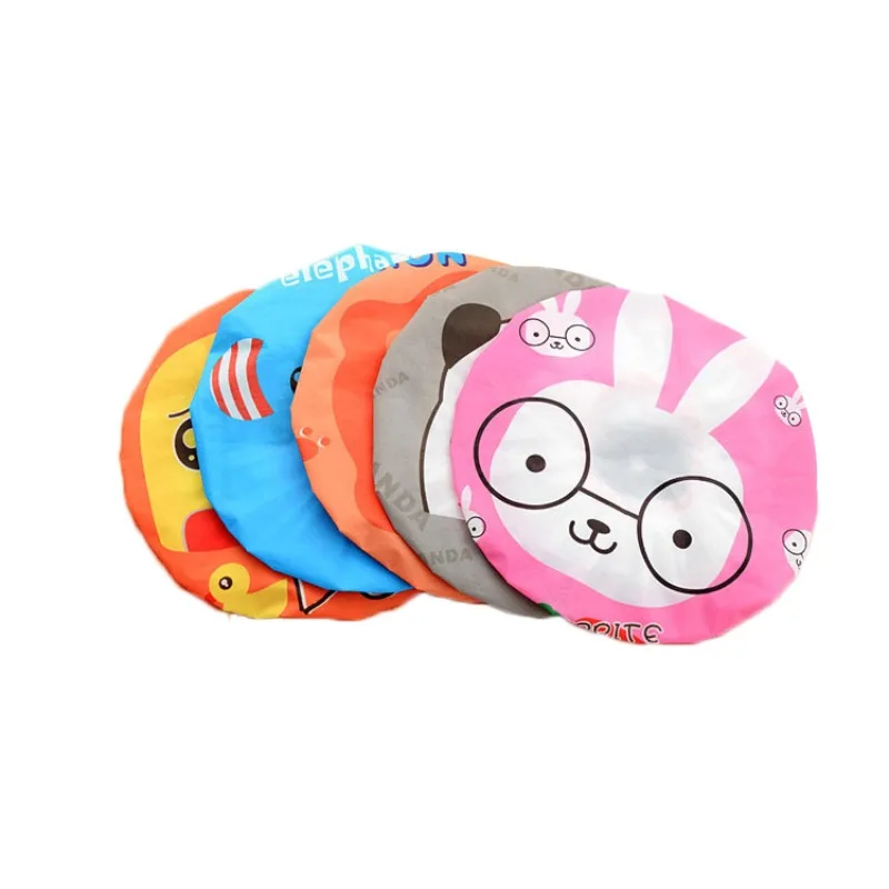 Cute Cartoons Shower Elasticated Waterproof Reusable Bath Hat Women Shower Hair Bathroom Products