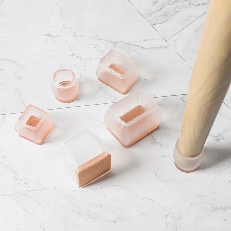 Transparent chair legs Floor protectors Non-Slip Silicone feet Pads Protector patas silla For furniture Table Legs Sock Cover