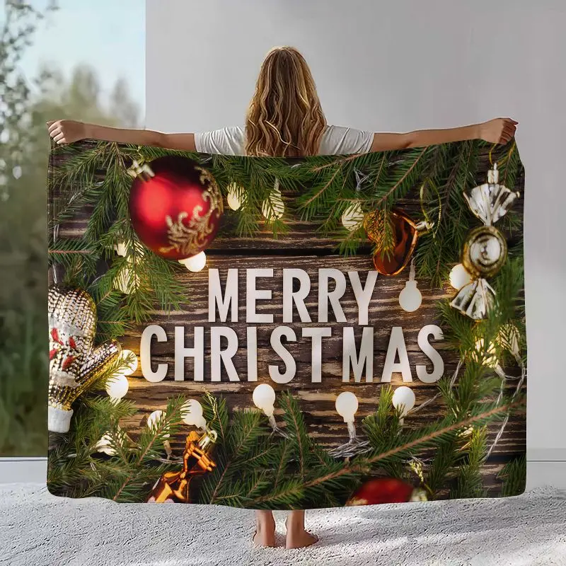 Merry Christmas Tree Santa Claus Fairy Tale Kid Gift Soft Flannel Throw Blanket,Cozy Blanket for Bed,Sofa,Living Room,Home Decor