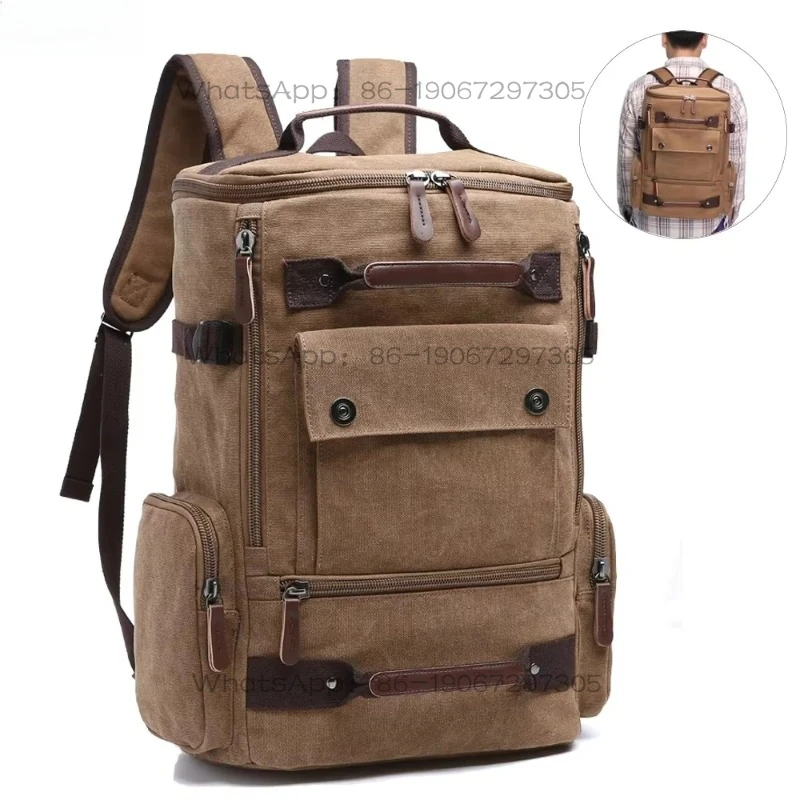 Large Capacity Casual Canvas Travel Backpack Vintage Backpack Men