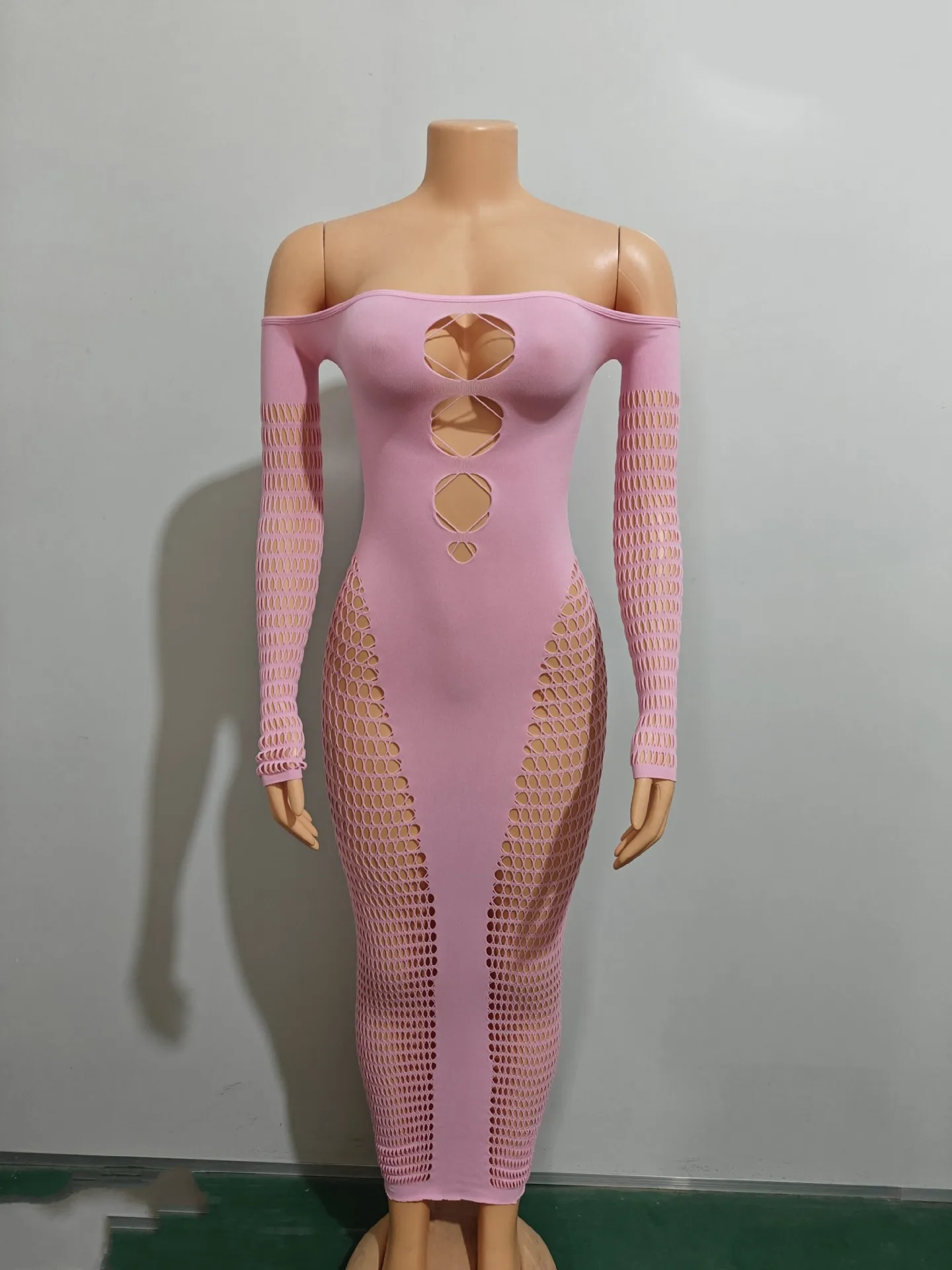 open lace back dress Ribbed Long Sleeve Cut-Out Criss-Cross Mini Dress main image 1