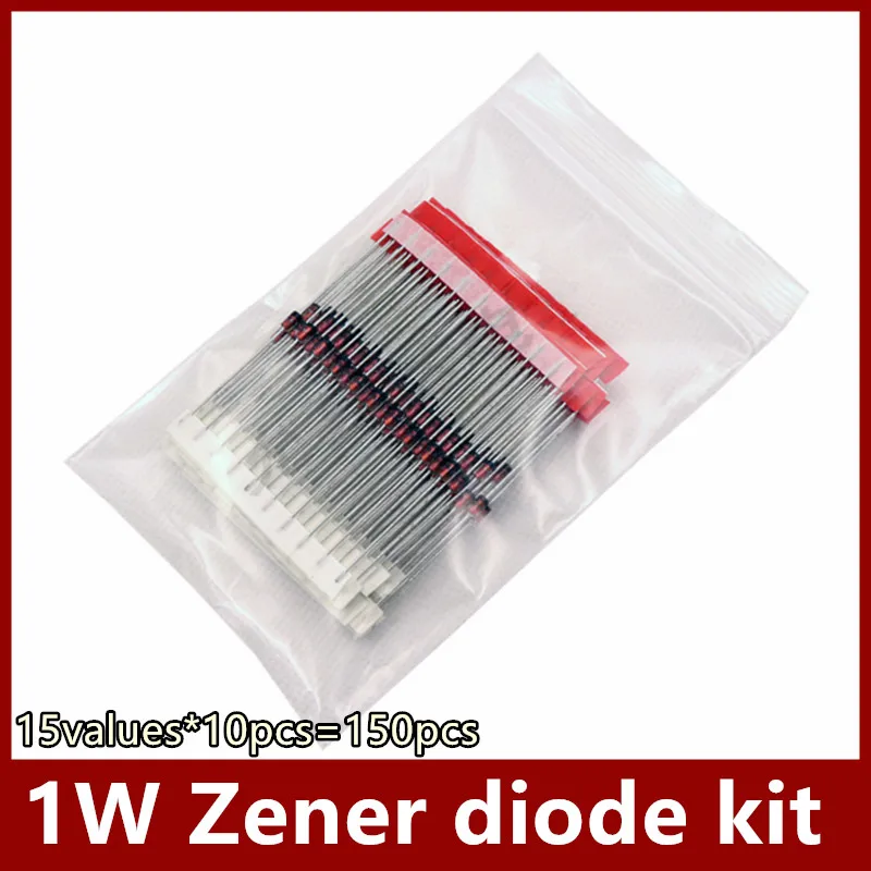 

1W Zener diode kit 15values*10pcs=150pcs DO-41 3V-30V component diy kit