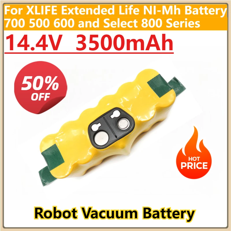

New 14.4V 3500mAh Battery for IRobot Roomba for XLIFE Extended Life NI-Mh Battery 700 500 600 and Select 800 Series