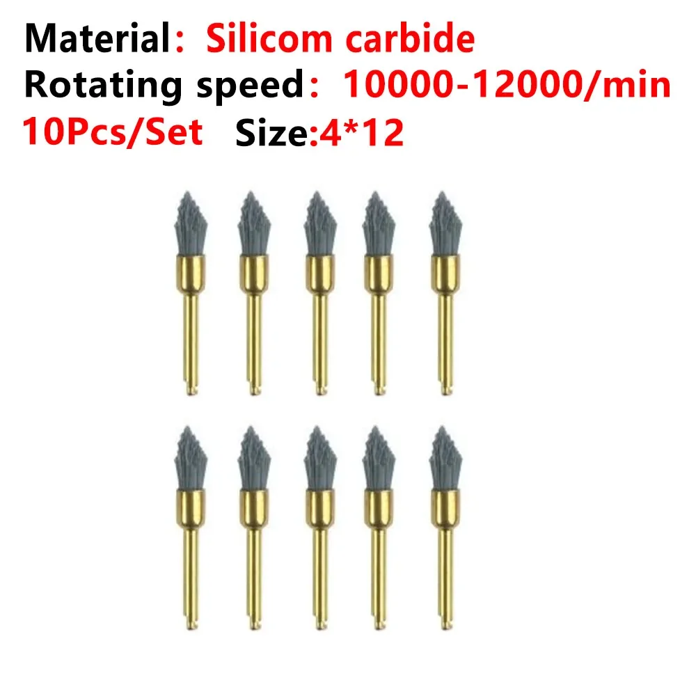 10pcs Aluminum oxide Silicon carbide Dental Silicone Grinding Heads Teeth Polisher Brushes for Low-speed Machine Dental Material