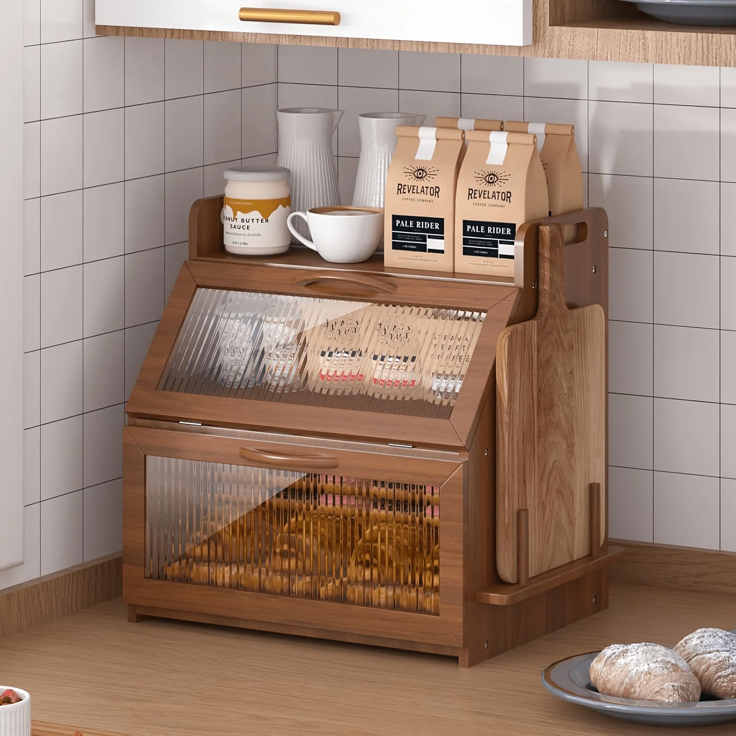 Multi - Layer Kitchen Storage Rack: Wooden, Vertical Shelves - Perfect for Condiments, Jars & Kitchen Essentials, Standing Shelf