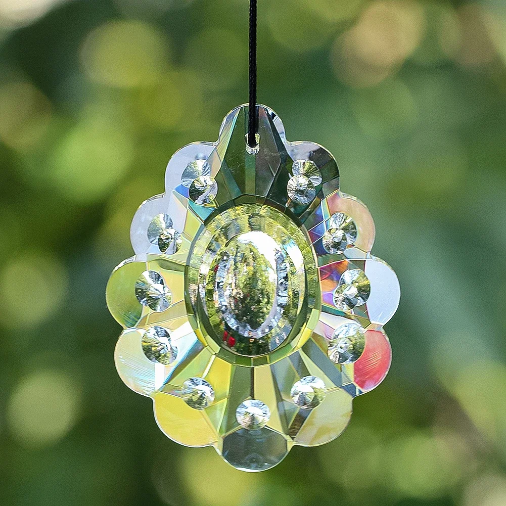 

63MM 3D Glass Art Prism Faceted Peacock Feather Crystal Pendant Suncatcher Making Supplies Glass Chandelier Crystals Accessories