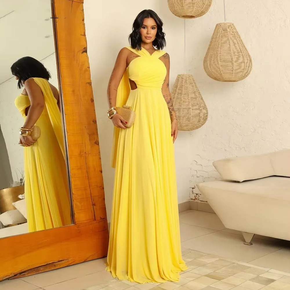 

Customized Exquisite Ruched Women Prom Dress Charming Ruffles Zipper Sleeveless Party Dress Boat Neck Women Evening Gown