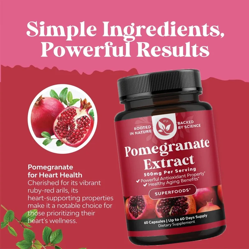 Pomegranate Extract 60 Capsules Antioxidant Supplement - Used For Heart Joint Support And Nitric Oxide Supplementation