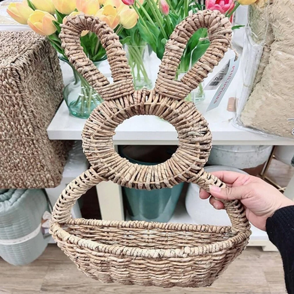 手編み柳製イースターバニーバスケット ウォールポケット イー - Woven Wall Basket のレビューと価格