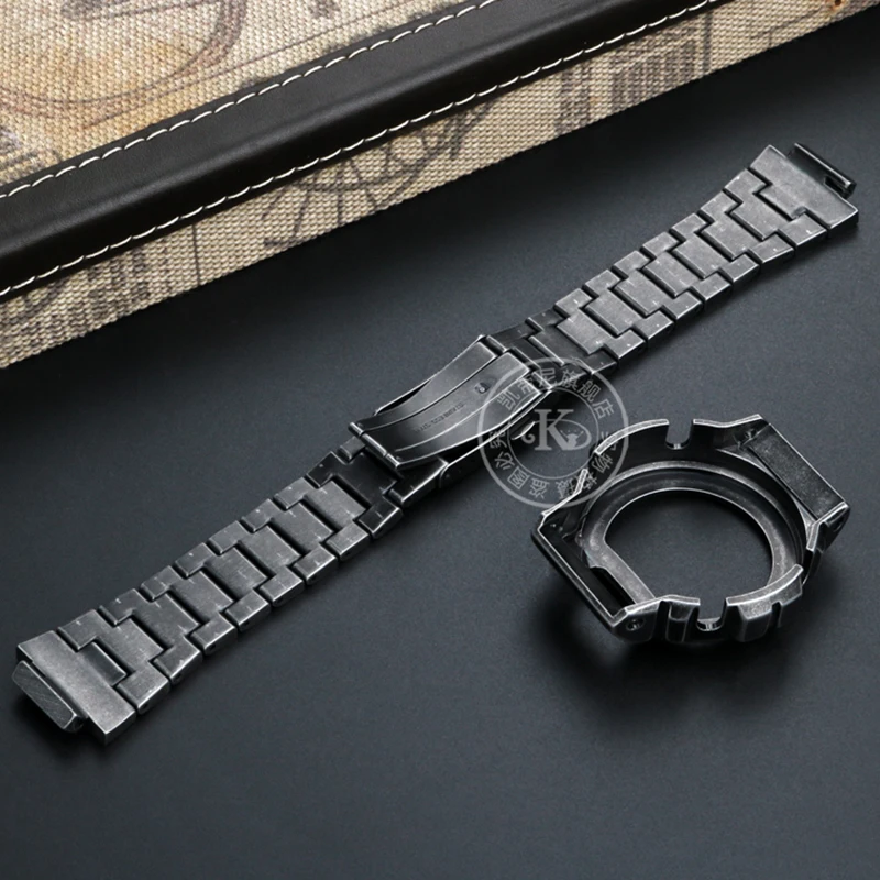 Retro Carved Bezel Watchband for Casio G-Shock DW6900 DW-6903 Metal Watch Case Bezel 316 Stainless Steel Strap Band Bracelet