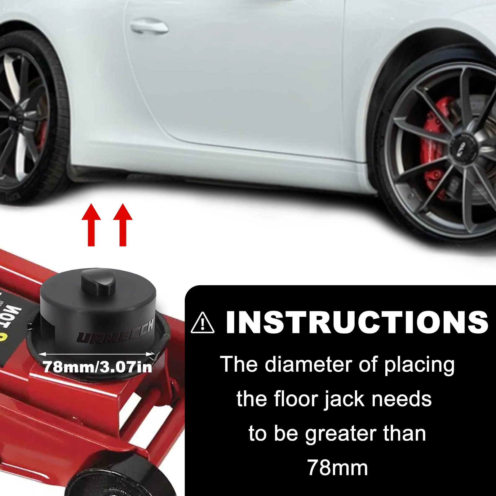 URMECCH Car Jack Stand Adapter For Porsche 911 964 991 993 996 Turbo 997 Cayman Boxster, Rubber Jack Pad Floor Slotted Pucks Jac