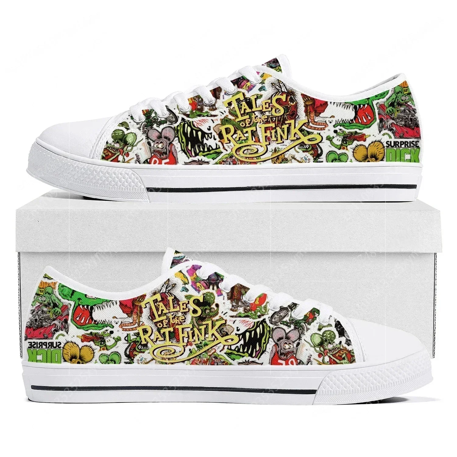 Tales Of The Rat Fink Low Top Sneakers Womens Mens Teenager High Quality Canvas Sneaker Couple Comics Manga Custom Made Shoes