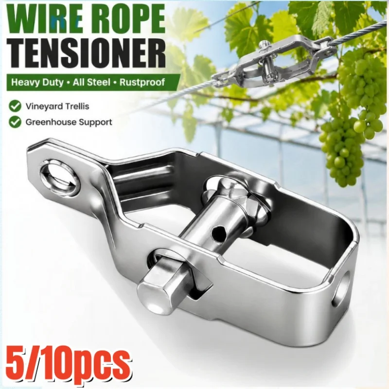 5/10pcs Wire Tensioners,Adjustable Cable&Fence Puller Tool,Rope/Wires Tightener Straightener for Barbed Wire,Greenhouse,Orchard