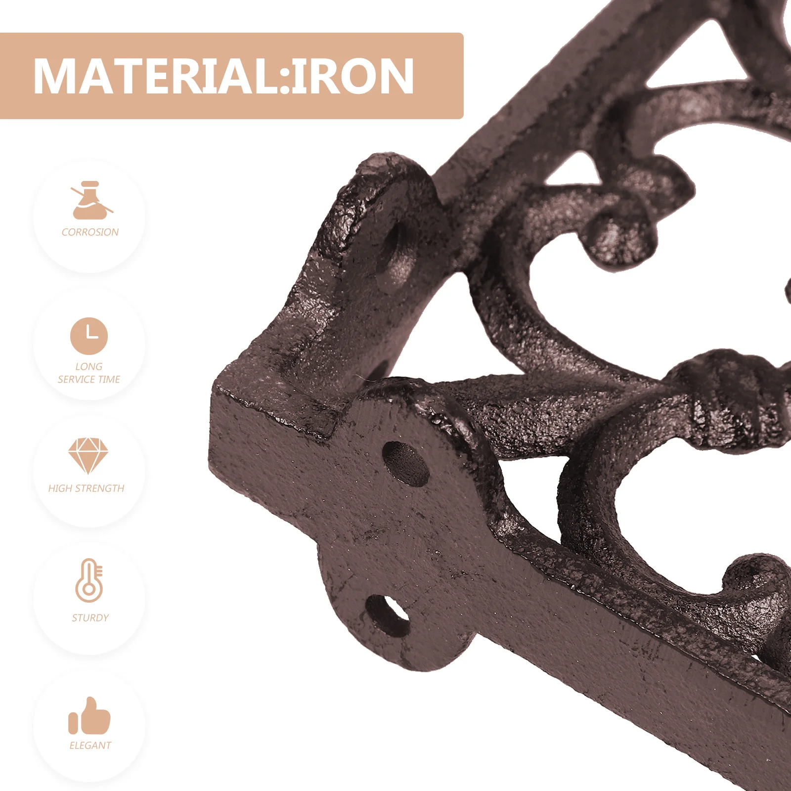 

2Pcs Iron Decorative Shelf Brackets Heavy Duty Wall Mount Shelf Bracket Space Saving Straight Corner Design for Home Living Room