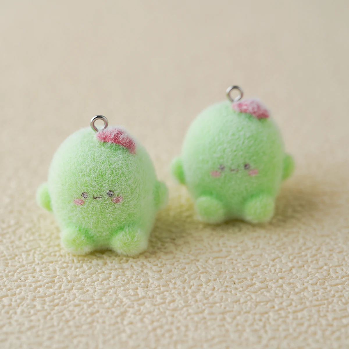 

10pcs Little Monster Charams Cartoon Flocking Resin Animal Pendant for DIY Jewelry Bag Keychain Small ornament Accessories make